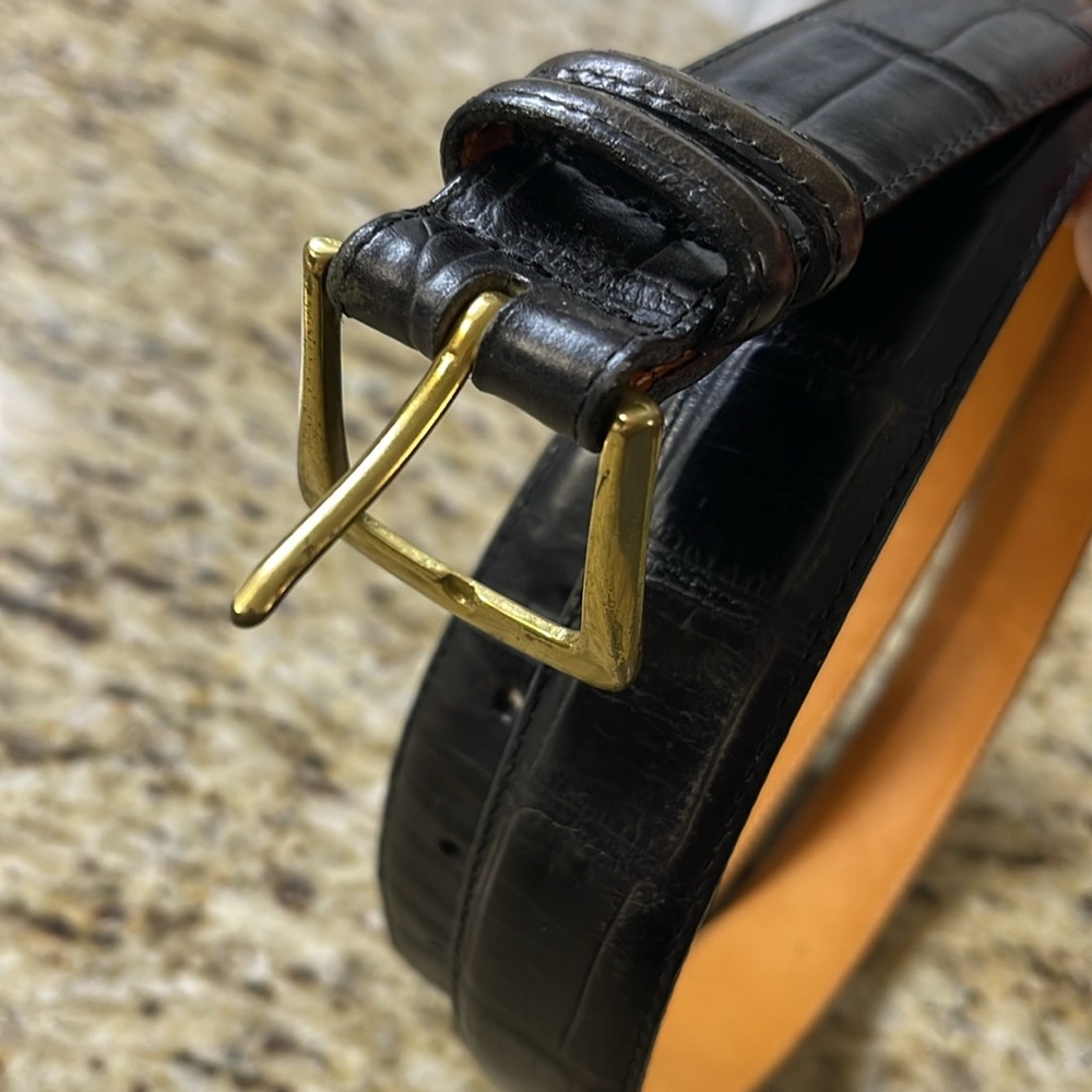 BRIGHTON Black Calfskin Belt embossed size 46”